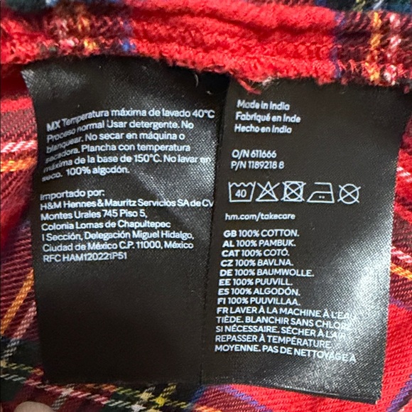 H&M Red Plaid Flannel Girls Dress with Ruffle Collar. Size 9/10. - Picture 9 of 10